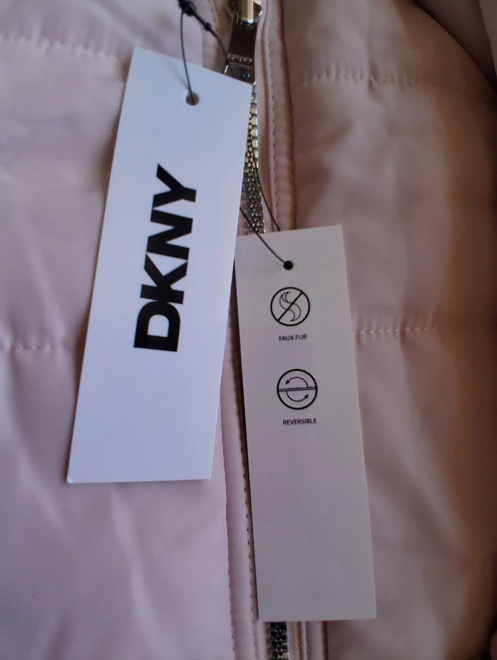 NWT DKNY girls REVERSIBLE COAT, Pale Pink/white Fuzzy Faux Fur, Sz 6X  MSRP $130